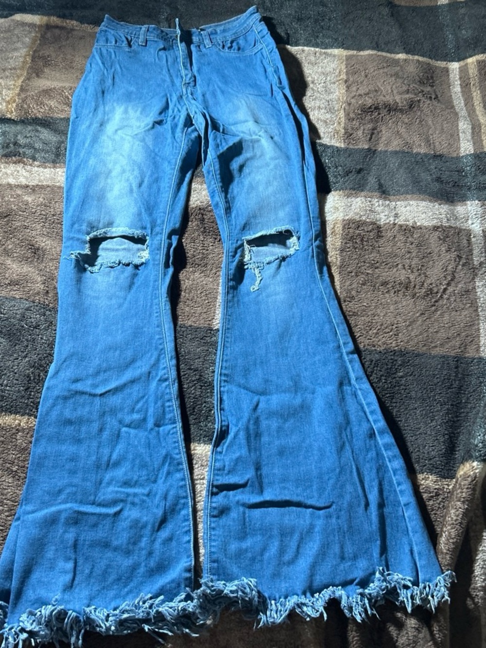 kate spade Blue Distressed Cropped Flare Jeans